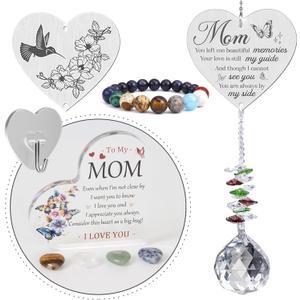Mom in Heaven Memorial Crystal Suncatcher, Sympathy Gifts for Loss of Loved One, Crystal Sun Catcher Rainbow Maker, Unique Condolence Memorial for Loss of Mom, Ideal Grief Bereavement Mother Gifts
