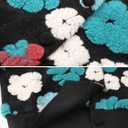 Aimiray Women's Cropped Fleece Jacket Long Sleeve Warm Bomber Sherpa Jacket Floral Printed Varsity Coats (XL)