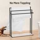 KES Extra Large Free Standing Towel Racks for Bathroom with Anti Wobble Base, 44 Inch Blanket Rack, 3-Tier Blanket Holder for Living Room with Weighted Marble Shelf & 4 Hooks, Matte Black, BTH504-BK