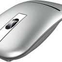 Bluetooth Wireless Arc Travel Mouse, Dual Model (2.4G+BT5.1) Rotating Foldable Mouse for Microsoft, Rechargeable Slim Portable Mice for Laptop, Notebook, PC, MacBook, Chromebook, Lenovo (Silver)