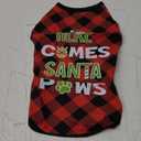 Christmas Dog Shirt - Soft Cotton Stretchy Lightweight Outfit Clothes Sleeveless Vest for Small Medium Large Dogs Cats