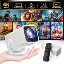 Mini Projector, Portable Projector 4K & Full HD 1080P Support, 270° Rotation Outdoor Projector, Movie Projector Compatible with Smartphone, TV Stick, Laptop, PS4, HDMI, USB