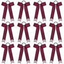 DEEKA 12PCS Collegiate Style Cheer Bows with Glitter Chevrons Tail Skinny College Cheerleader Ponytail Holder for Volleyball Softball Girls (Burgundy/Silver/White)