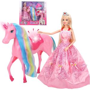 BETTINA Unicorn Princess Dolls Set, Magical Light Unicorn Toys for Girls, Horse Toys with Mane and Tail, Princess Toys, Unicorn Gifts for Girls Kids Aged 3 4 5 6 7 8