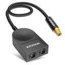 Optical Splitter 1x2 1 in 2 Out Digital Optical Audio Splitter[Support LPCM2.0, Dolby Digital, DTS 5.1] Toslink Splitter Compatible with Home Theater, Sound Bar, Television, Blu-ray Players, Black
