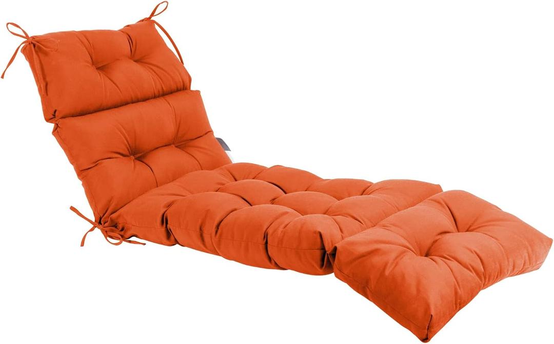 QILLOWAY Indoor/Outdoor Chaise Lounge Cushion,Spring/Summer Seasonal Replacement Cushions. (Orange)