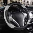 Leather Car Steering Wheel Cover, Non-Slip Car Wheel Cover Protector Breathable Microfiber Leather Universal Fit for Most Cars(Grey)