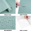 Decotalk Textured Wallpaper Peel and Stick Green Textured Wallpaper Removable Green Grasscloth Vinyl Stick and Peel 17.7"x200" Teal Grass Cloth Contact Paper for Bedroom Grasscloth Wall Paper