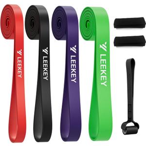 LEEKEY Resistance Bands for Working Out, Exercise Bands with Door Anchor,Pull Up Assistance Bands for Men and Women- Strength Bands for Fitness Training, Physical Therapy,Home Workouts (15-125LBS COLOR+Grip)