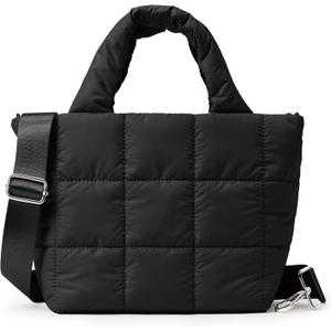 KALIDI Quilted Tote Bag Small Puffer Crossbody Bag for Women Lightweight Nylon Puffy Shoulder Handbag with Adjustable Strap