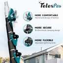 TelesPro 20 Feet High Reach Window Squeegee with 5-12Ft Extension Pole, Window Cleaner Tool with 3-Stage Telescoping Pole, Window Cleaning Kit with Rotatable Head (2 Squeegee & 2 Microfibre Cloths)