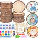 30PCS 3.5"-4" Unfinished Wooden Ornaments for Crafts, Wood Slices, Kids Wooden Painting Kit Arts Crafts, DIY Ornaments for Kids Crafting Painting Winter New Year Party Hanging Decorations