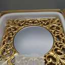 MAONAME 12" Gold Charger Plates Set of 12, Mirror Charger for Dinner Plates, Plastic Plate Chargers with Embossed Rims, Square Chargers for Table Setting, Wedding