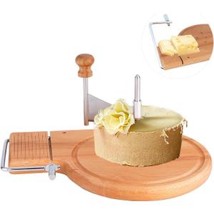 Cheese Slicer, Stainless Steel Wheel with Handle Cheese Cutter Board Multifunctional Adjustable Grater Shaver Curler Spinner Peeler for Cheeses Butter Chocolate Kitchen Accessories Gadgets Tools