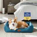Tidore Orthopedic Dog Beds for Medium Dogs, Durable Egg Crate Foam Sofa Dog Bed wit Washable Removable Cover,Waterproof Lining,Pet Bed for Large Dogs (Peacock Blue, 31.5" L x 25.2" W x 7" Th)