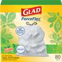 Glad ForceFlex Tall Kitchen Garbage Bags, 13 Gal, Gain Original with Febreze, 80 Ct