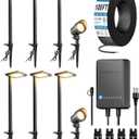 SUNVIE All-in-ONE Landscape Lighting Kit 6-Pack Anti-glare LED Pathway Lights, 2-Pack Spotlights, 60W Transformer, 100FT 16/2 AWG Wire and Connectors Outdoor Landscape Lighting for Walkway Garden Yard