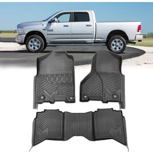 Floor Mats for 2013-2018 Dodge Ram 1500/2500/ 3500 Crew Cab, TPE Automotive All Weather Cover Protection Waterproof Floor Liner Front & Rear Row Full Set Car Mats for 19-24 Ram 1500 Classic Crew Cab