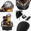 Tabletop Fountain 4 Level Tabletop Waterfall Indoor Meditation Fountain Office Home Relax Desktop Waterfall Includes Many Natural River Rocks LED Lights Bubble Ball Great Choice as Festival Gifts