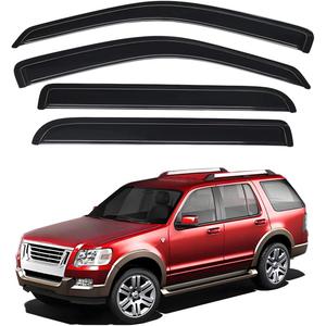 Lightronic Extra Durable Outside Mount Auto Vent Window Visor, Fits 2002-2010 Ford Explorer (4-Door) & Mercury Mountaineer, UV Protection Rain Guard, Original Wind Deflector, Dark Smoke, 4-Pcs