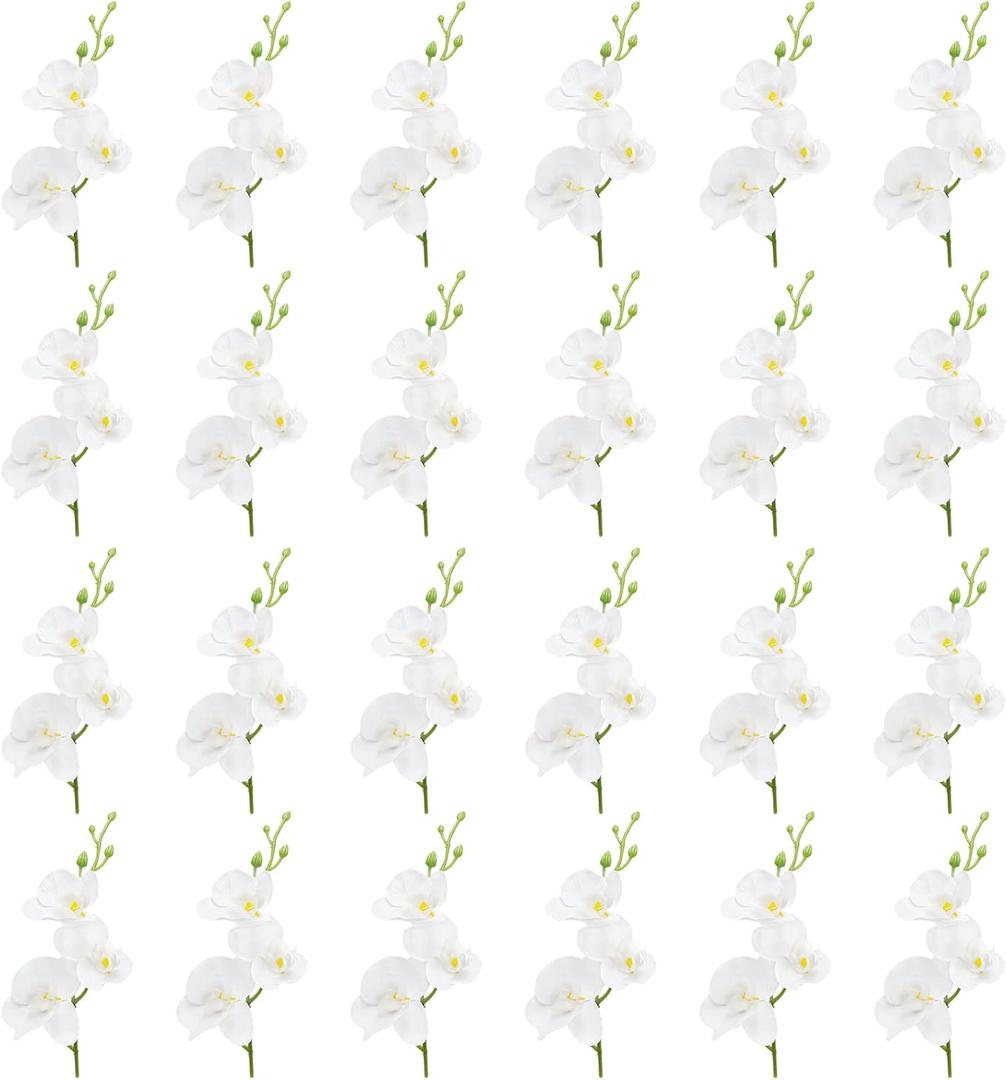 LARDUX 24 PCS Artificial Flowers for Floating Candles Wedding Centerpiece Mini Orchid Flower Filler Vase Fillers for Wedding Dinning Table Party Home Restaurant Decoration