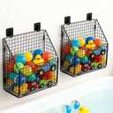 Greentainer 2 Pack Bath Toy Storage Organizer, Large Rustproof Metal Wire Basket, Foldable Wall Mounted Hanging Bathtub Toy Holder with Drainage, No Drill Adhesive Shower Caddy for Bathroom Tub