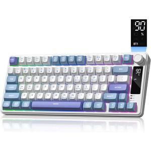 Womier DK75 75% Wireless Gaming Keyboard, RGB Backlit Creamy Keyboard with Multifunction Knob & Screen, Tri-Mode 2.4GHz/USB-C/BT5.0, Anti-Ghosting No-Conflict Silent Membrane Keyboard for MAC Windows