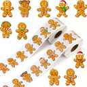 Containlol 1000 Pcs Red Heart Rhinestone Stickers 2 Rolls 1.5 Inches Valentines Day Stickers Love Theme Self Adhesive Seal Decals for Gift Bags Greeting Cards Party Supplies(Gingerbread Man)