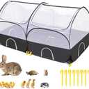 SlowTon Small Animals Playpen - Portable Chicken Coop Run Large Chick Brooder 59"x31"x30" with Detachable Bottom, Pop Up Pet Enclosure Cat Tent for Guinea Pig Bunny Puppy Indoor Outdoor (Arched Top)