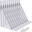 HOME MASTER HARDWARE 12 x 8 inch Heavy Duty Shelf Brackets, Load Capacity: 600lb, 10-Pack White Metal L Supports for Wall Mounted Wood Shelving, Shelves Bracket with Screws