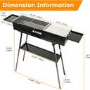 Charcoal Grill, Alloy Steel BBQ Barbecue Outdoor Grilling with Durable Support Frame and Dual Adjustable Vents for Tailgate Patio Beach Backyard(31.6x7.1x5.1 inch with Flat Grill Plate), Black