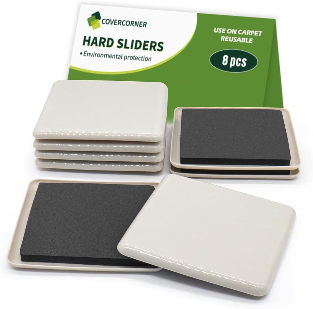 Furniture Sliders for Carpet 8 PCS - 5 inch Furniture Moving Slider Chair Legs Floors Protectors Square Furniture Movers Sliders  Move Your Furniture Easy & Safely(for Carpet)