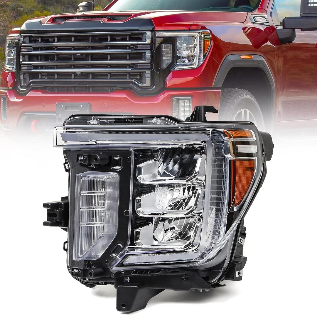 Full LED Headlight Assembly Compatible with GMC Sierra 2500HD 3500HD 2020 2021 2022 2023 Head Light (Only for Full LED Model) Left Driver Side 86788463