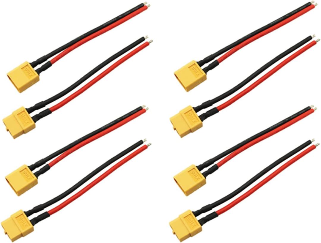 4 Pairs XT60 Connector Airplane Model Male Female Plug with Cable 10cm ESC Test Li-Po Battery Charging Interface Male Female Plug Shell Connector with Sheath Application Battery Controller