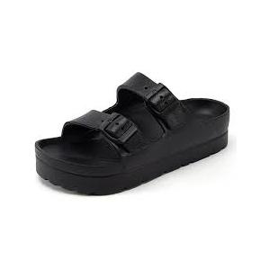 Women's Platform Sandals with Arch Support, Chunky Lightweight Foam Slip on Slides, Comfortable Summer Beach Sandals with Adjustable Buckle Size 7