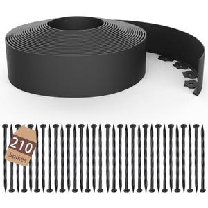 4 inch Tall Landscape Edging Kit 120FT Garden Edging with 210 Spikes for Lawn Edging and Flower Beds (Black, 120FT)