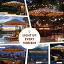 LED String Lights for Patio Umbrella - 60 Shatterproof Globe Waterproof Lights, Battery Operated with Remote Control, 8 Modes for Outdoor, Garden, Camping, Beach, Party Decoration, Warm White