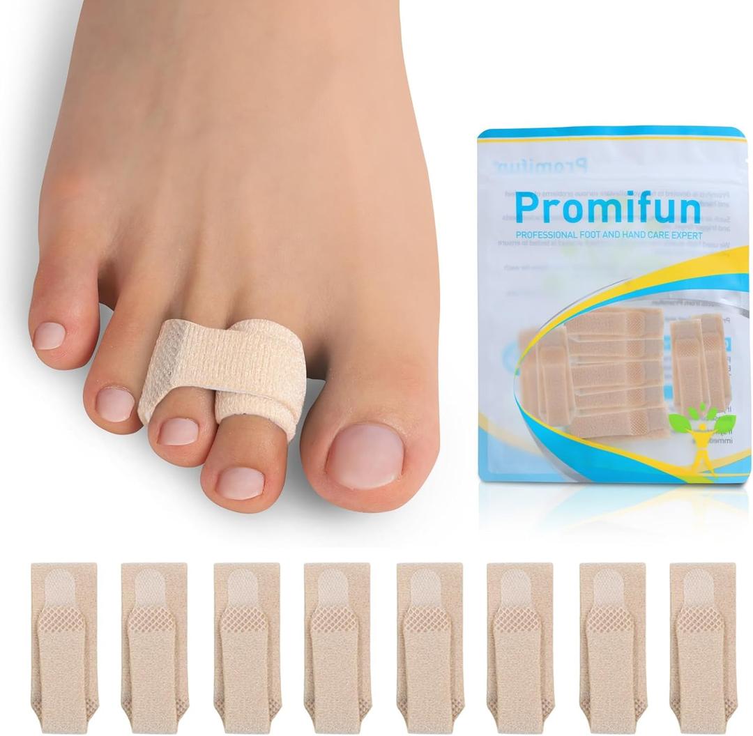 8 Pack Hammer Toe Corrector Toe Splint For Broken Toes,Brace Orthopedic Separator, Cushioned Bandages, Heal Wrap Toe Straighteners for Crooked Toesbrown