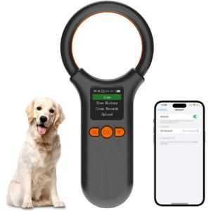 Pet Microchip Scanner Bluetooth, Animal Microchip Tag Reader Scanner, Three Ways to Connect,Upgrade TFT Large Screen, Store 500 Labels, Support to View History, Delete Records
