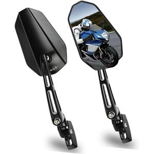 DREAMIZER Fairing Motorcycle Mirrors Adjustable Arrow Black Rearview Mirrors Compatible with Kawasaki Ninja Honda CBR600RR CBR1000RR CBR500R CBR300R Suzuki GSXR 600 750 Yamaha R15 R25 YZF600R