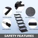Dog Steps for Car, Truck and SUV - Foldable Pet Stairs for Large Dogs with Non-Slip Rug Surface, Lightweight Dog Ramp Holds Up to 250lbs, 6 Steps