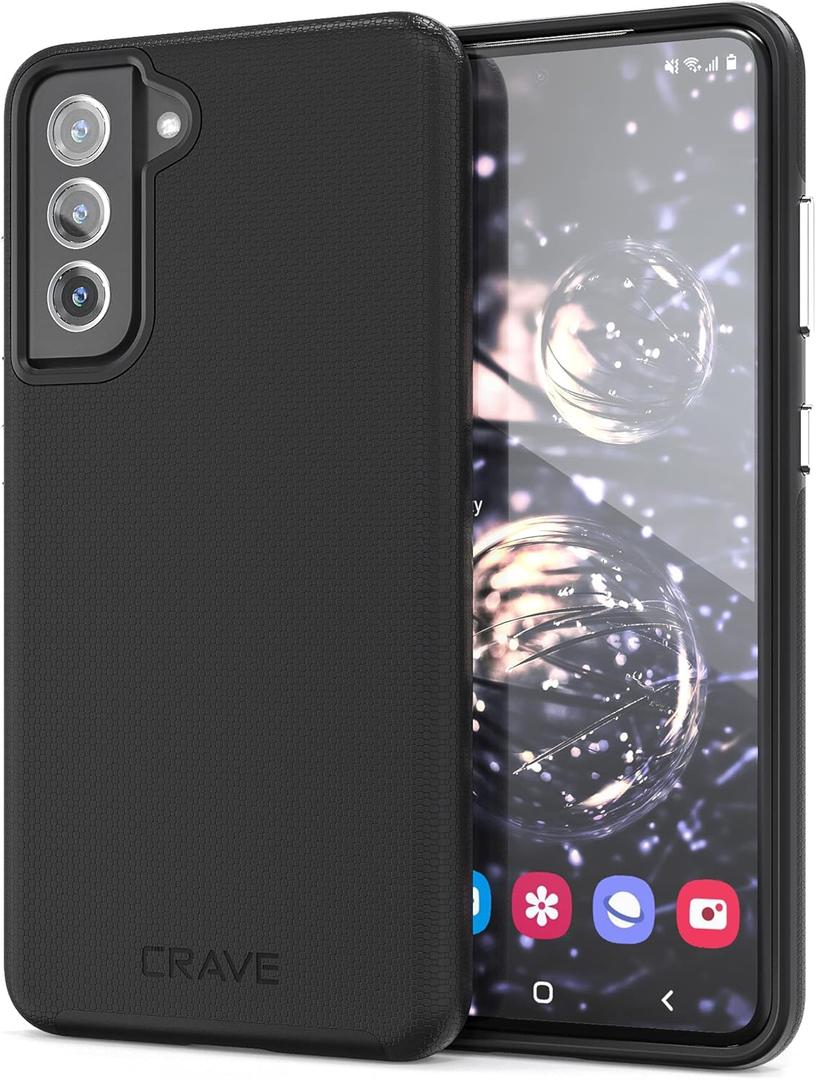 Crave for Galaxy S21 FE Case, Shockproof Protection Dual Layer for Samsung Galaxy S21 FE 5G (6.4 inch) - Black