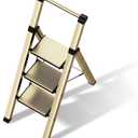 3 Step Ladder,Folding Step Stool with Aluminum Wide Pedal& Convenient Handgrip,330lbs Capacity Steel Ladder for Household and Office(Gold)