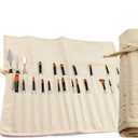 Liquidraw 30 Pocket Canvas Paint Brush Holder - Natural | 21" x 18" | Roll Up Brush Storage Pouch | Ideal Case for Paintbrush & Art Tool Storage | Easy to Carry | Also Great for Storing Makeup Brushes
