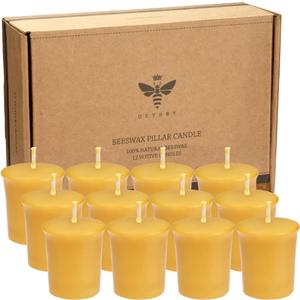 Natural Beeswax Votive Candles Set-12 Pack Votives for Home Room Decor Party Wedding Spa