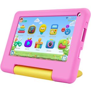 Kids Tablet 7IN Children Tablets for Kids 3-7 Android Tablet for Toddler Boys Girls, Educational Toddler Tablets with WIFI Touch Screen, Dual Camera, Kids Learning APP for Child Ages 3 to12 (Pink)
