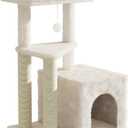 Cat Tree Tower for Indoor Cats, 33 Inches Multi-Level Cat Condo with Scratching Posts, Large Perch, Hanging Toy for Large Adult Cats, Beige