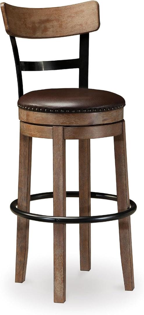 Signature Design by Ashley Pinnadel 30" Modern Swivel Pub Height Barstool, Light Brown