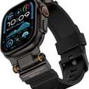 Rugged Band Compatible with Apple Watch Ultra 3/2/1 Band 49mm/46mm/45mm/44mm/42mm, Metal Connector with Silicone Strap for iWatch Ultra Series 11/10/9/8/7/6/SE3/SE2/SE/5/4/3/2/1, Black/Black