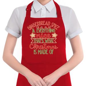 HUGANE Holiday Christmas Gingerbread Apron with Pockets, Gingerbread Spice That's What Christmas Is Made of Waterproof Adjustable Cooking Apron for Kitchen Dishwashing Grilling